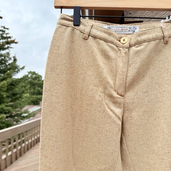 EUC Vintage Krizia Jeans Wool Blend Cream Tweed Pants with Front Slits - Picture 4 of 11